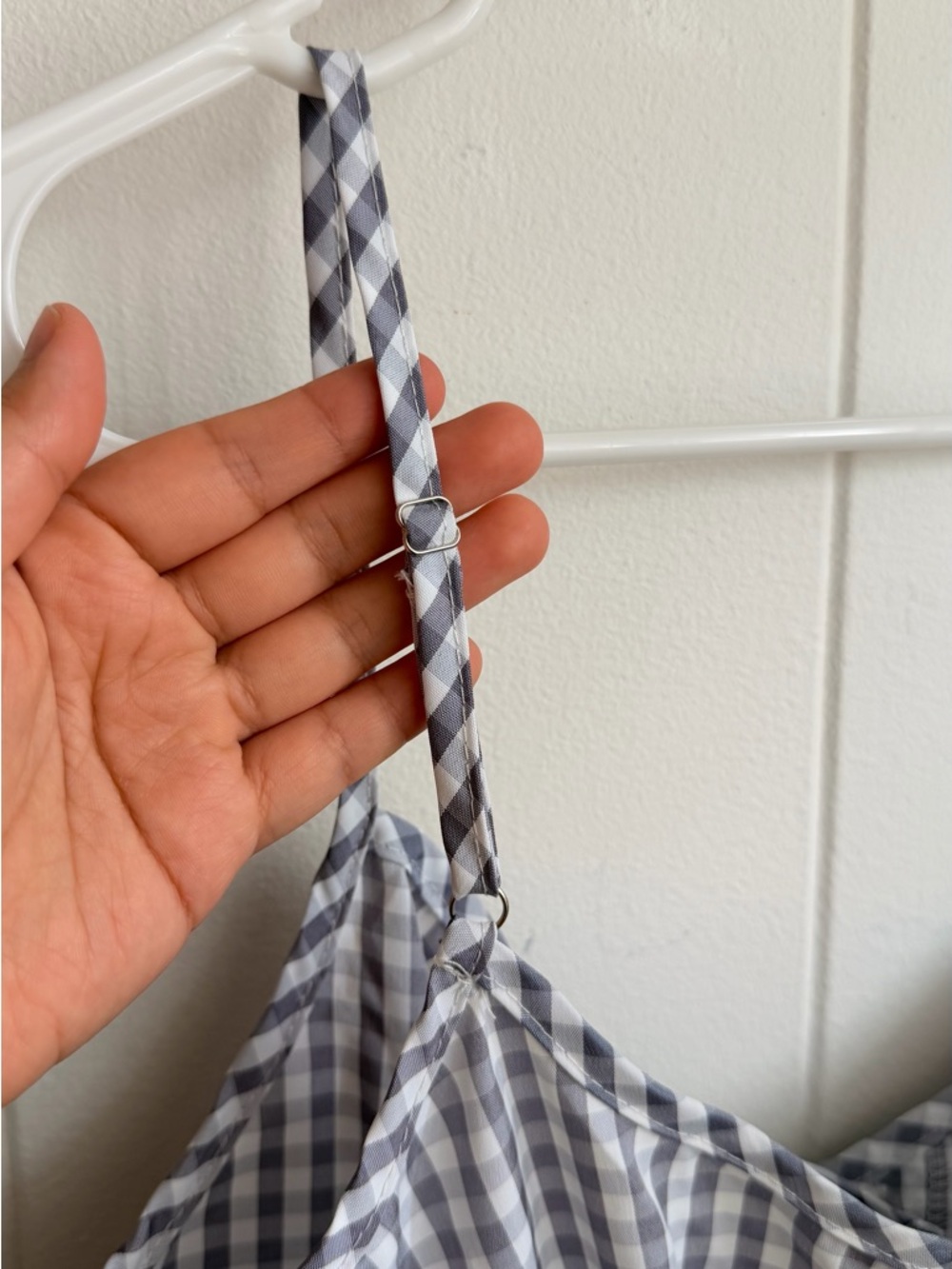SHEIN Gray Gingham Ruffle-Hem Tank Top - Picture 9 of 11